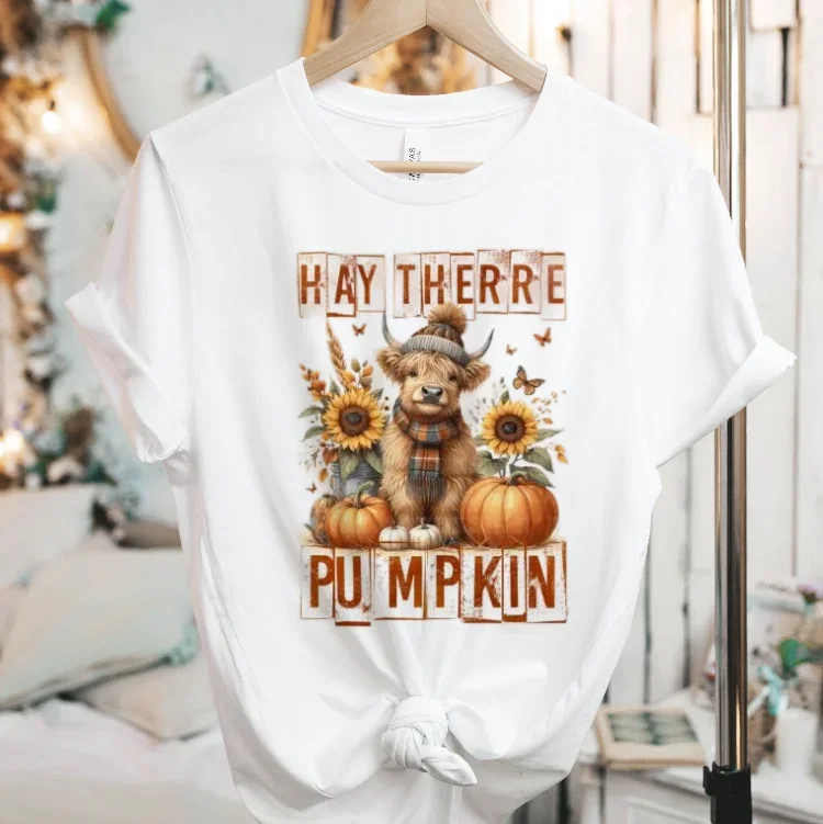 Fall Cartoon Pumpkin Spice Kinda Girl T-Shirts For Women Summer Tee Shirt Femme Casual Short Sleeve Round Neck