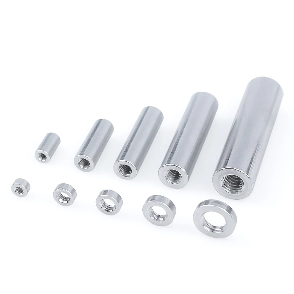100pcs/Lot M3 M4 M5 M6 M8 Aluminum Threaded Round Spacers Flat Washer Bushing Gasket Spacer Sleeve Standoffs Length 3mm to 60mm