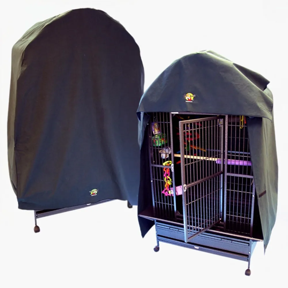 CozzzyCovers موديل 4836 DT غطاء قفص عالمي 76 بوصة L بولي-قطن أسود لأقفاص الطيور على شكل قبة 46 بوصة - 48 بوصة عرض × 34 بوصة - 36 بوصة D لـ Oversi