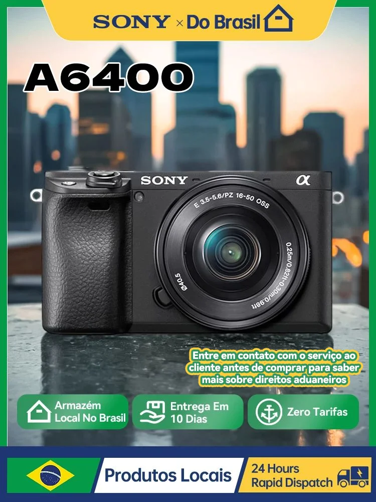 【 Do Brasil】Sony Alpha A6400 APS-C Mirrorless Digital Compact Camera Professional Photographer Photography 4K Video Cameras 6400