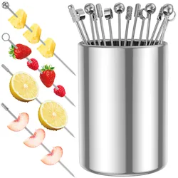 20/12pcs Cocktail Picks Stainless Steel Skewers Bar Tool Drink Stirring Sticks Reusable Cocktail Stick for Appetizer Fruit Picks