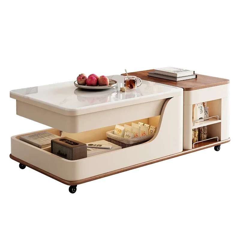 Small Elevator Coffee Table Extendable Square Storage White Modern Coffee Table Design Petite Mesa De Centro Sala Home Furniture