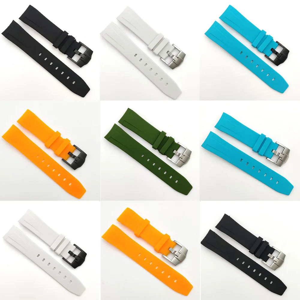 Black Color Vulcanized Rubber With Solid Buckle 22mm Cover Head SKX007 Watch Band fluororubber