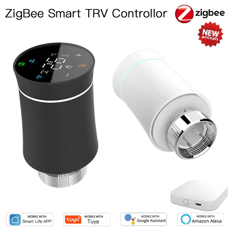 

ZigBee TRV Thermostat Tuya Radiator Actuator Valve Smart Programmable Temperature Controller Alexa GoogleHome Voice Control