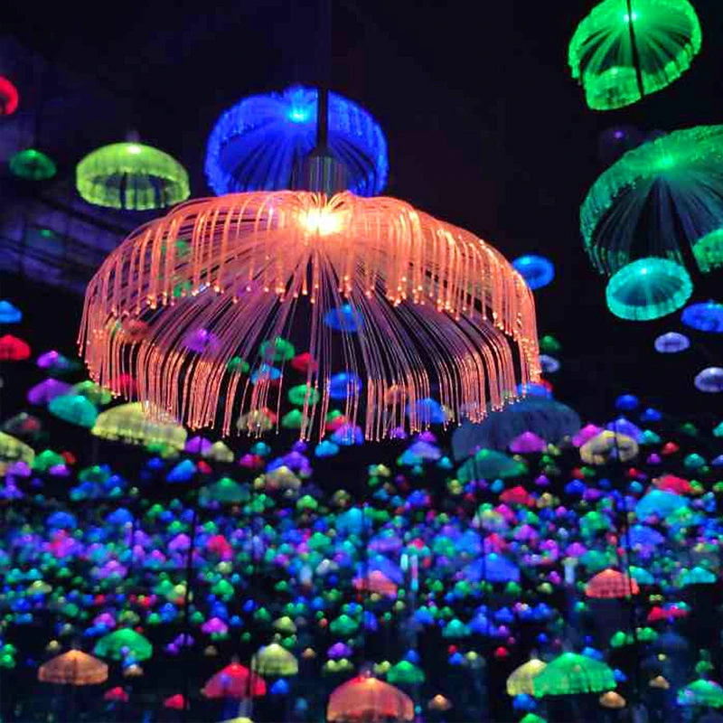

Decorative Lights Colorful Fiber Optic LED Jellyfish Light Chandelier Christmas New Year's Decor Festoon Garlands Outdoor
