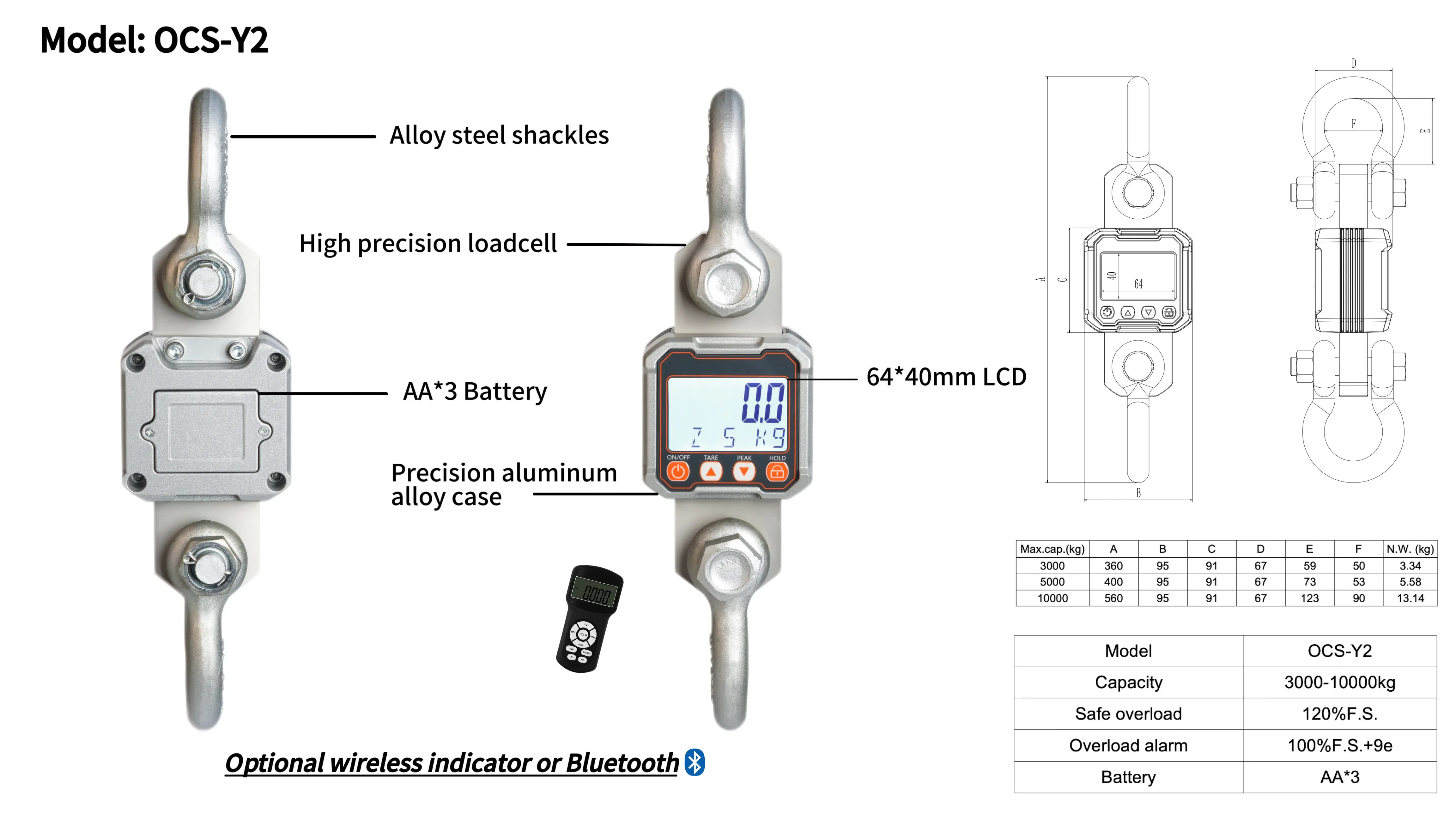 Electronic digital sling scale with Bluetooth function 1-3T 5T 10T