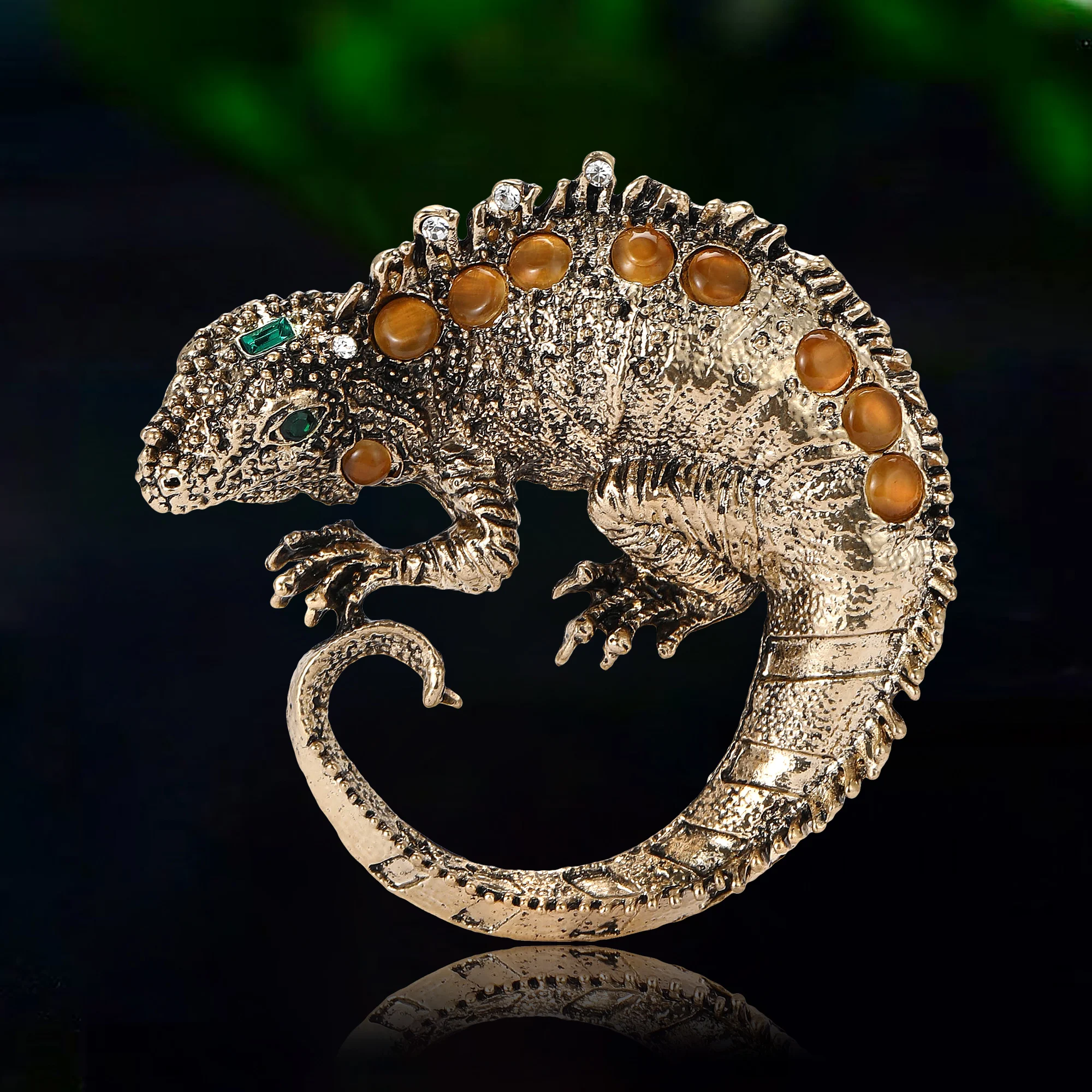Rhinestone Lizard Brooches for Women Unisex Enamel Vintage Animal Pins Event Party Backpack Decoration Clothes Accessories