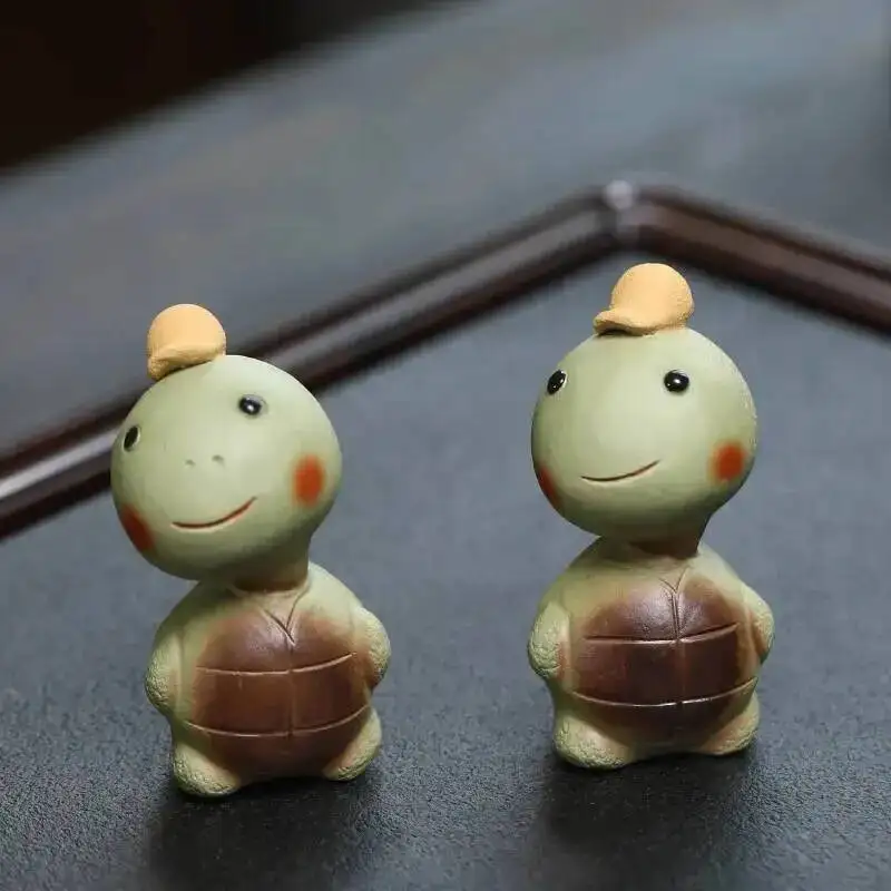  Zisha Tea Pet Small Turtle Ornament Handmade Cultivable Tea Ceremony Tea play Accessories Tea Table Tea Play Turtle