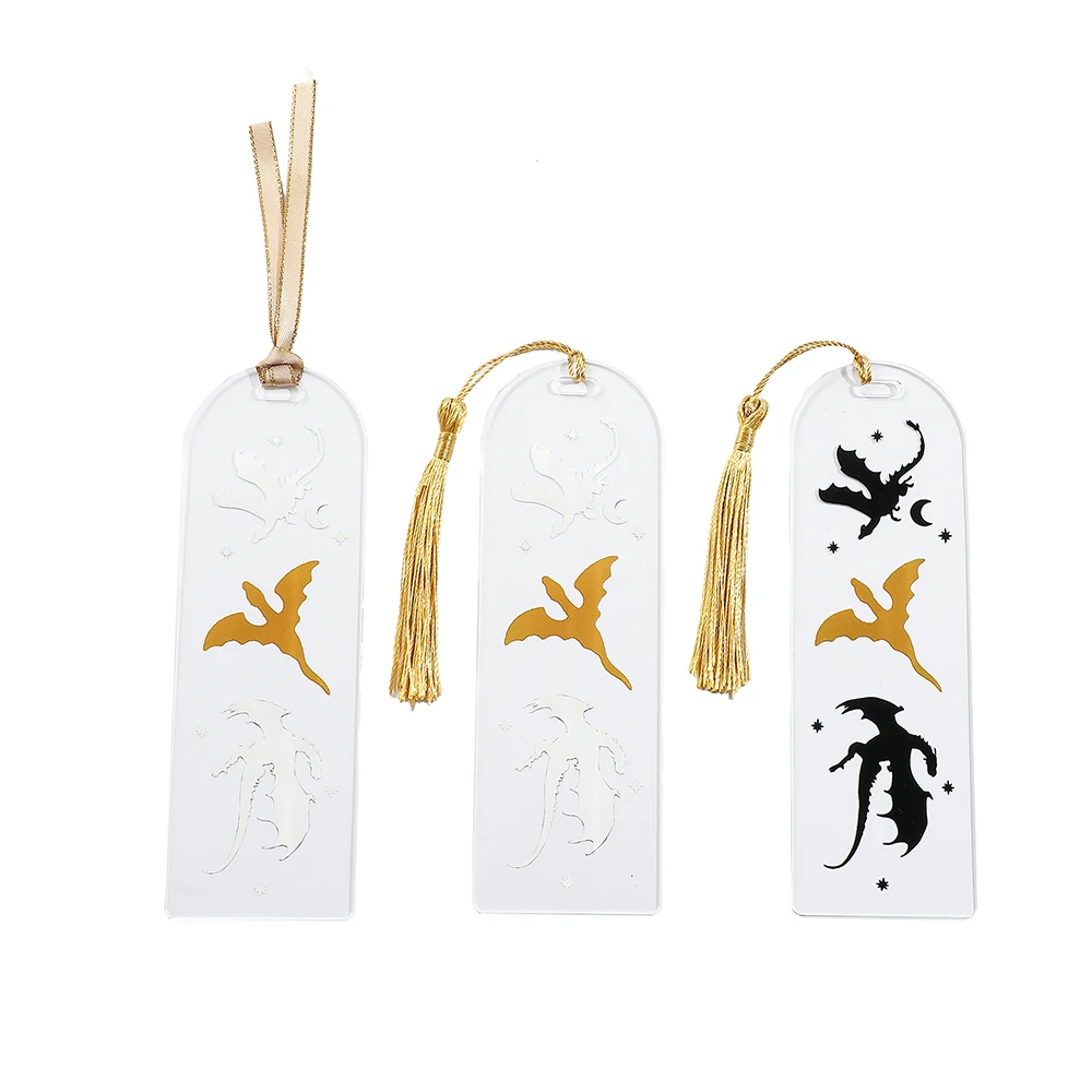 Fourth Wings Gothic Dragon Bookmark with Tassel Fly or Die Dragon Cloud Acrylic Book Marak for Book Lover Gifts Accessories