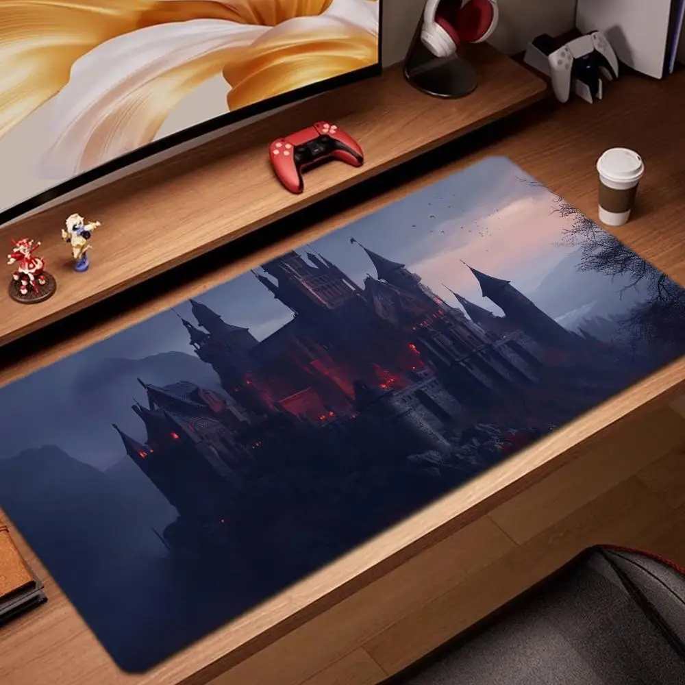 

dark style castle Mouse Pad Game Accessories keyboard pad XXL large locking edge 900X400 mm table mat Gaming mousepad