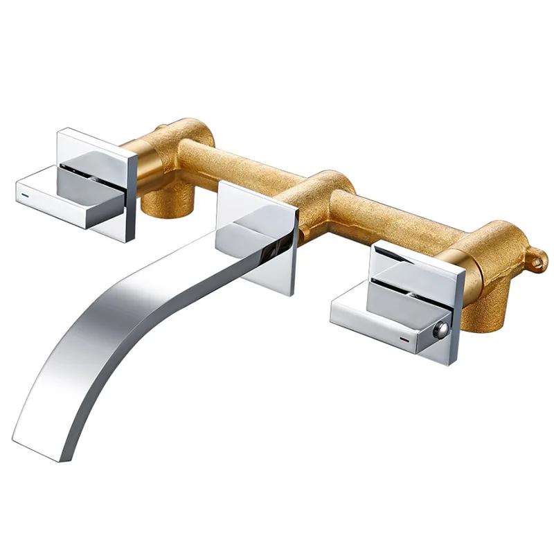 

Brass gun gray bathroom recessed faucet