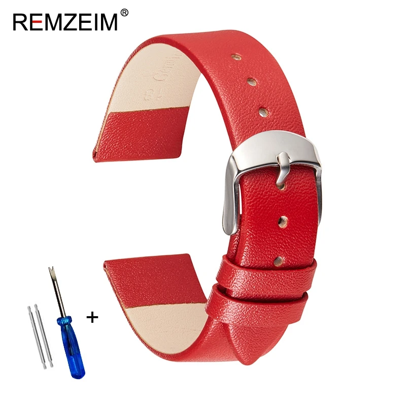 Ultradünnes, weiches Echtleder-Uhrenarmband, 14 mm, 16 mm, 18 mm, 20 mm, 22 mm, Weiß, Schwarz, Rosa, Braun, Lederarmband – Detail 13
