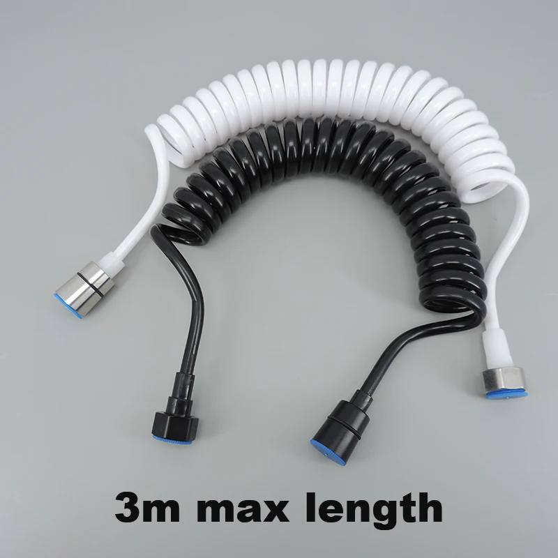 3m max length Black white soft Flexible Spring Shower Head Telephone water Tube Hose pipe for Toilet Bidet Sprayer Bathroom R23