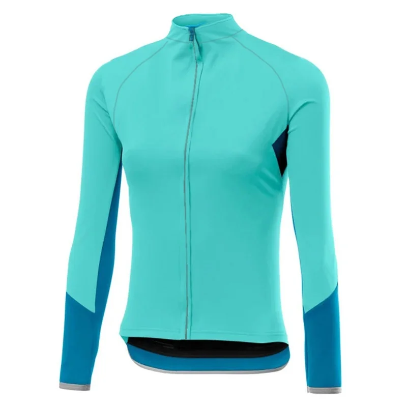 Mode Frau Langarm Radfahren Jersey Hemd Straße Fahrrad Pullover Downhill Jacke Tragen Anti-Uv Top Camping Bike Blaue Uniform