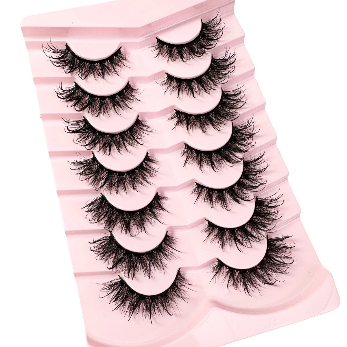 2/7pairs Manga Lashes Cat Eye Lashes 3D Natural False Lashes Fluffy Soft Cross Wispy Natural Eyelash Extension Makeup Cosplay
