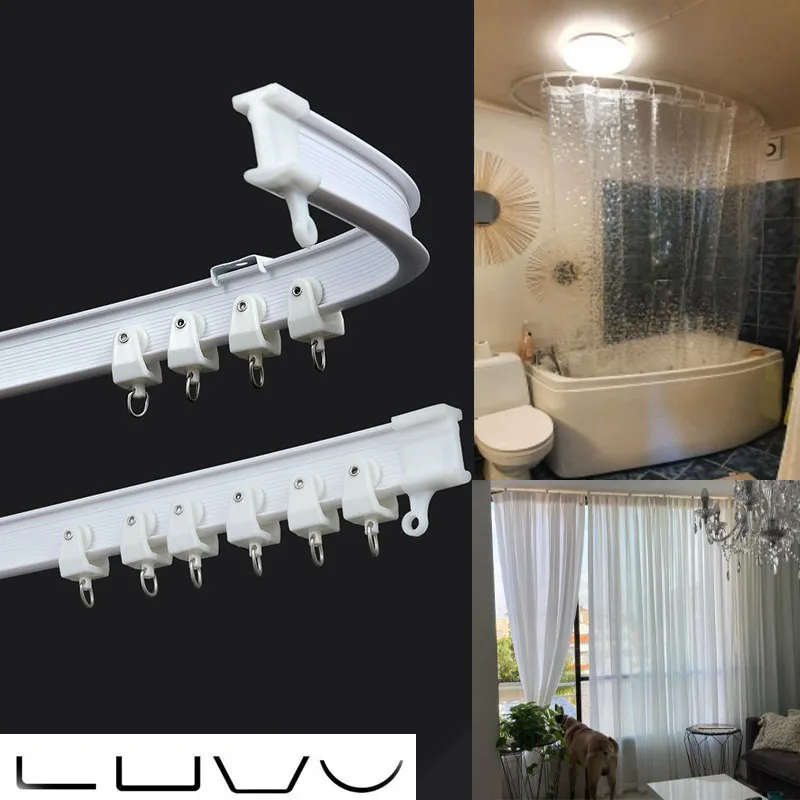 Flexible Cuttable Bendable Curtain Track Rail Glides screws set For Ceiling Wall Curved Straight Windows Accessories B4