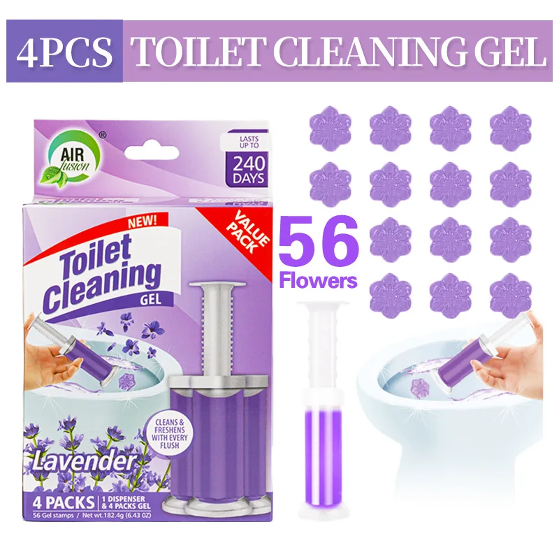 

Air Fusion Toilet Cleaning Gel Stamp Ocean Fresh Gel Toilet Bowl Cleaning Stamps Deodorizing Clean Lavender Scent 6.43oz 2 Pack