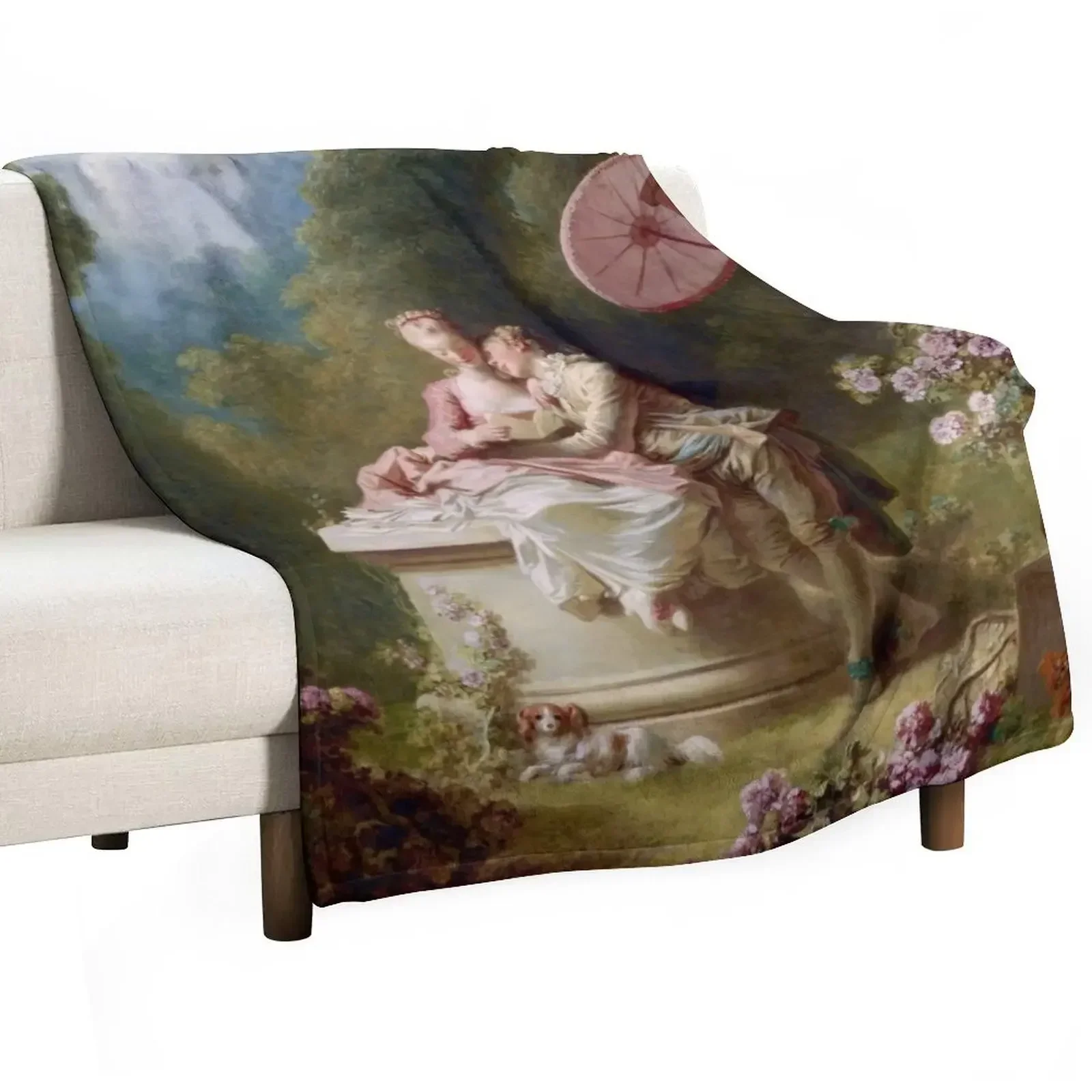 The Progress of Love: Love Letters Jean Honoré Fragonard Throw Blanket Flannel Fabric Stuffeds for sofa Polar Blankets