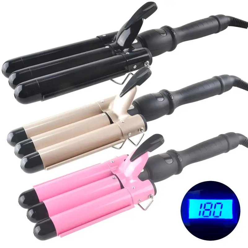 

Professional Triple Barrels Hair Curler Ceramic Tourmaline Technology Fast Heating Anti Scalding Hair Styler Long Lasting Waves