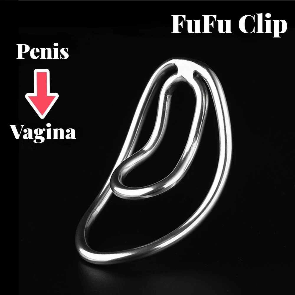 Sissy Metal Fufu Clip Chastity Device Male Penis Trainingsclip Cock Cage Dick Ring Adult BDSM Bondage Sexy Toys for Man Gay 18+