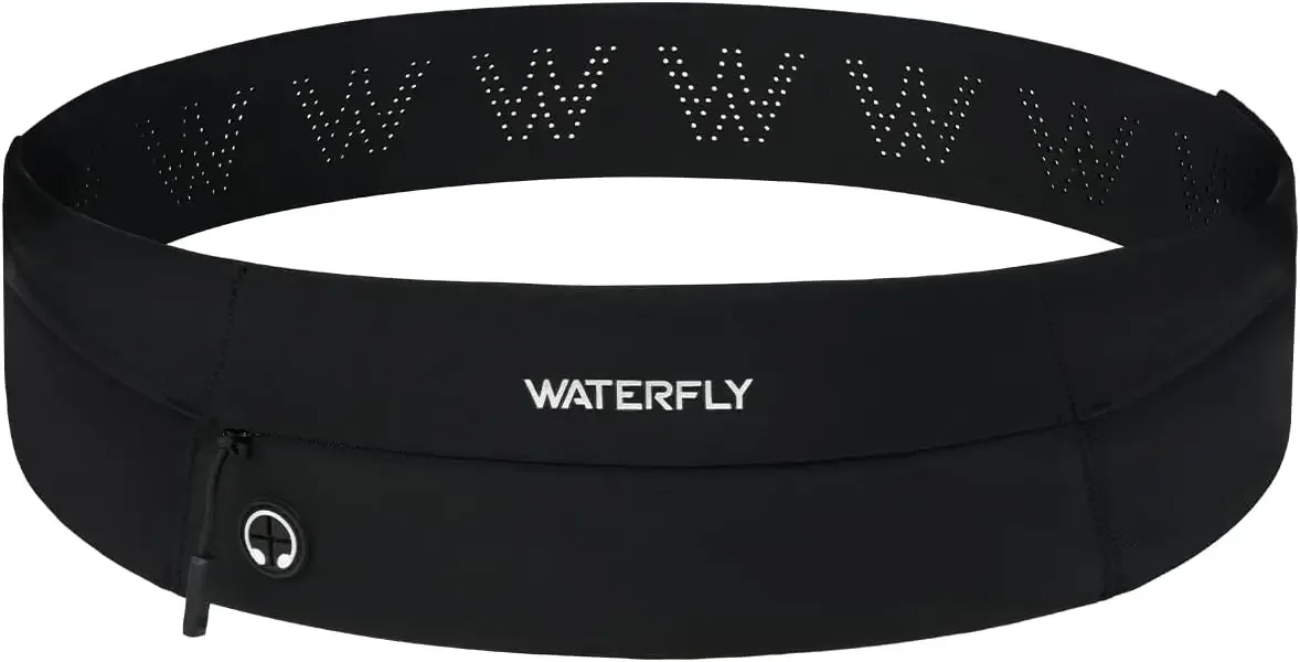 Поясная сумка для бега WATERFLY: тонкая поясная сумка для мужчин и женщин, держатель для телефона для тренировок и фитнеса для тренировок, марафона, бега, черный