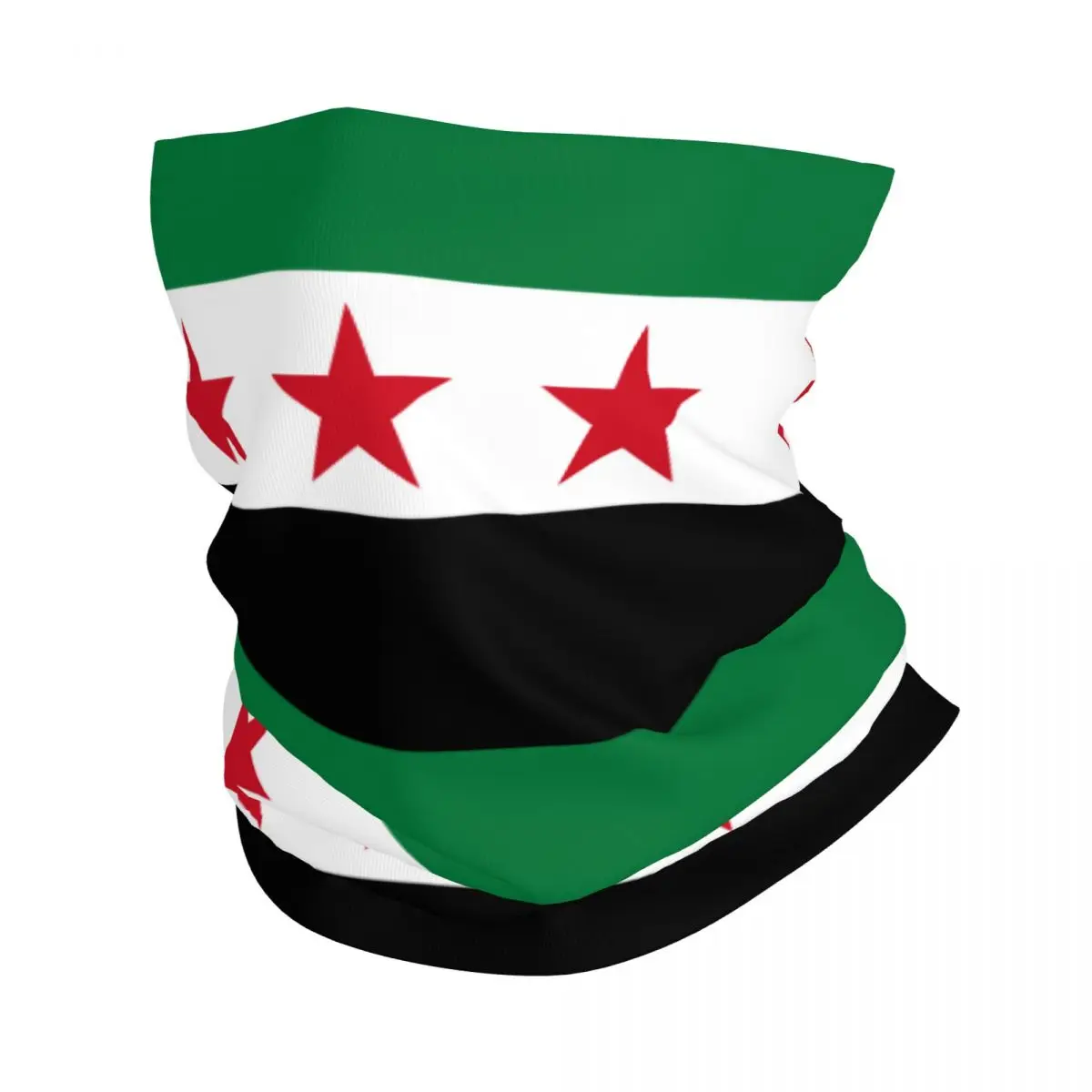 Syrian Arab Republic Three Red Star Syria Flag Bandana Neck Warmer Women Men Winter Ski Hiking Scarf Gaiter Face Cover