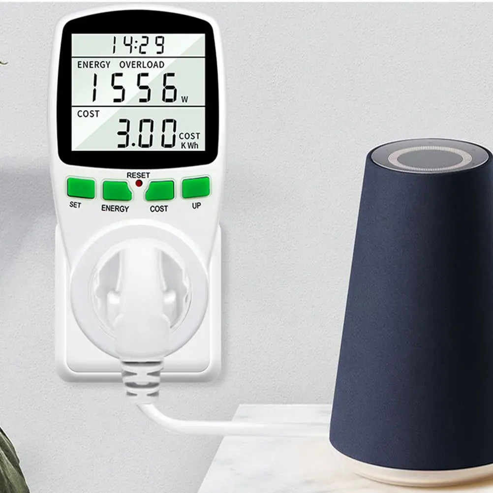 

Power Meter Plug Usage Monitor With Backlit Lcd Display For Energy Voltage Amps Measurement Overload