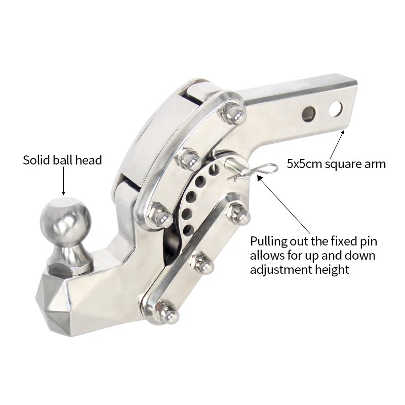 Stainless Steel Adjustable 5X5 CM Quick Insertion Square Tube Arm Trailer Hitch Off--road Refit Tow Hook Car Accessories