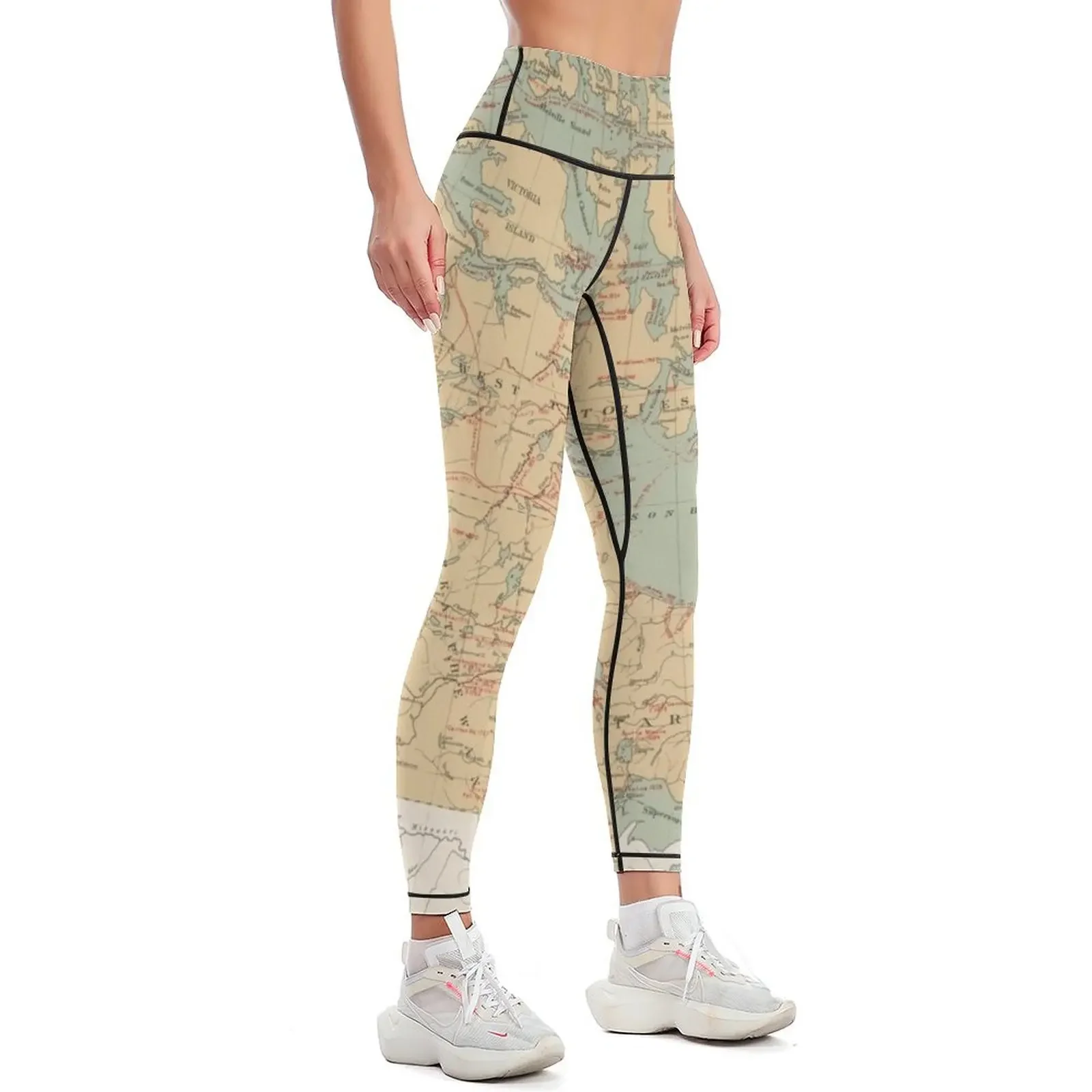 Vintage Canada Exploration Map (1915) Leggings for physical Women's fitness Training pants Womens Leggings