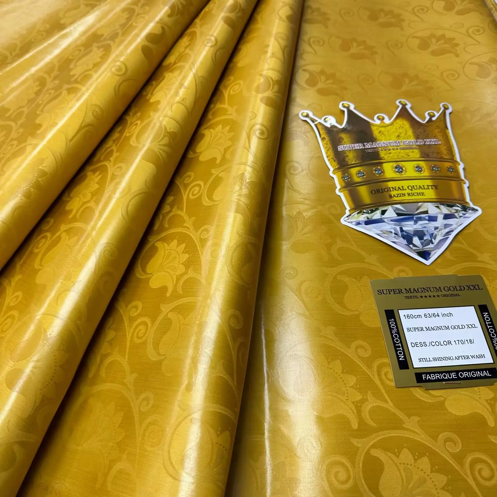 

Новинка, 5 ярдов, 100% хлопок, высокое качество, африканская жаккардовая ткань Bazin, Bazin Riche Brode, мужская/женская одежда D5-1213-1