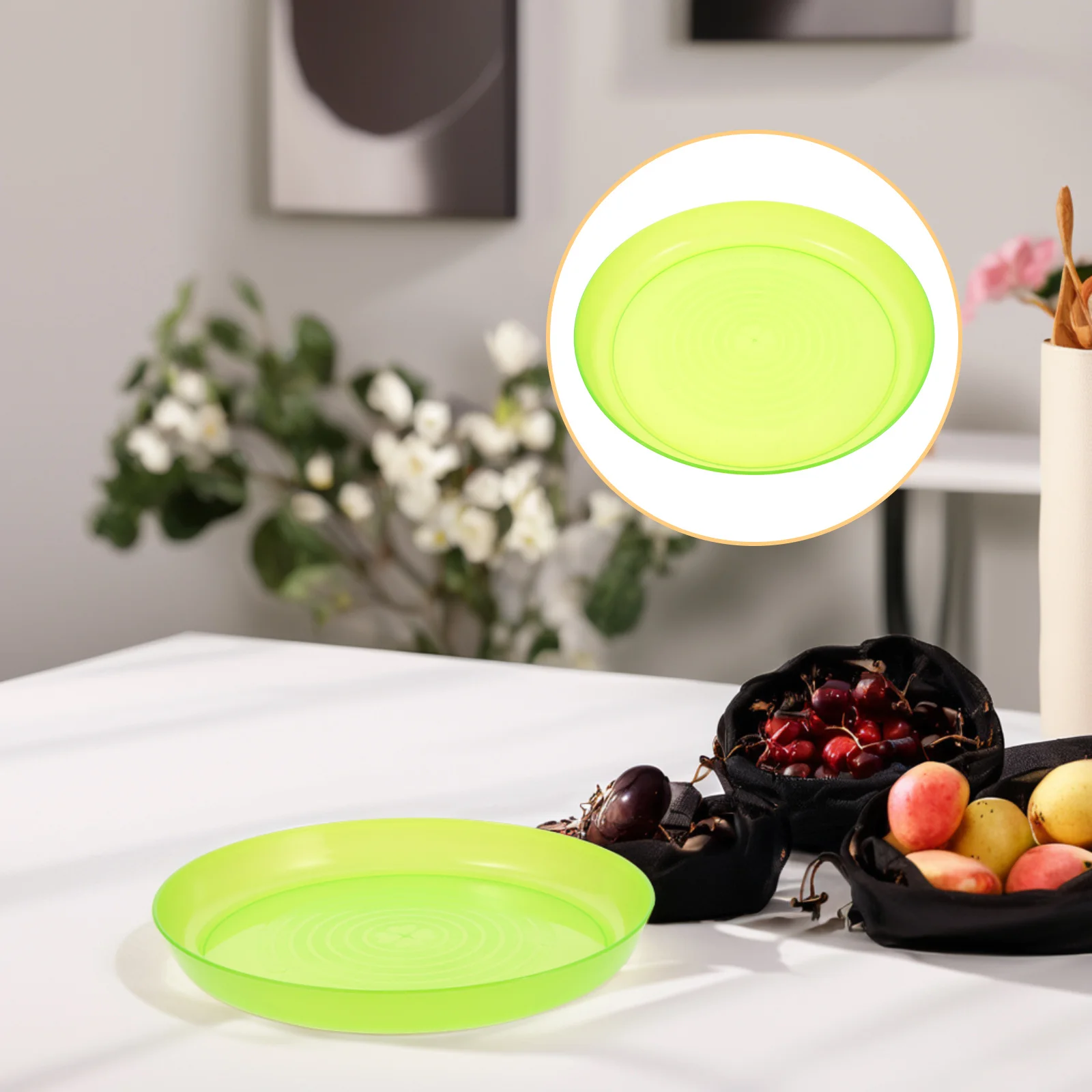 

Plastic Plate Reusable Round Lightweight Clear Dinner Tray For Picnics Barbecue Travel Snack Salad Appetizer