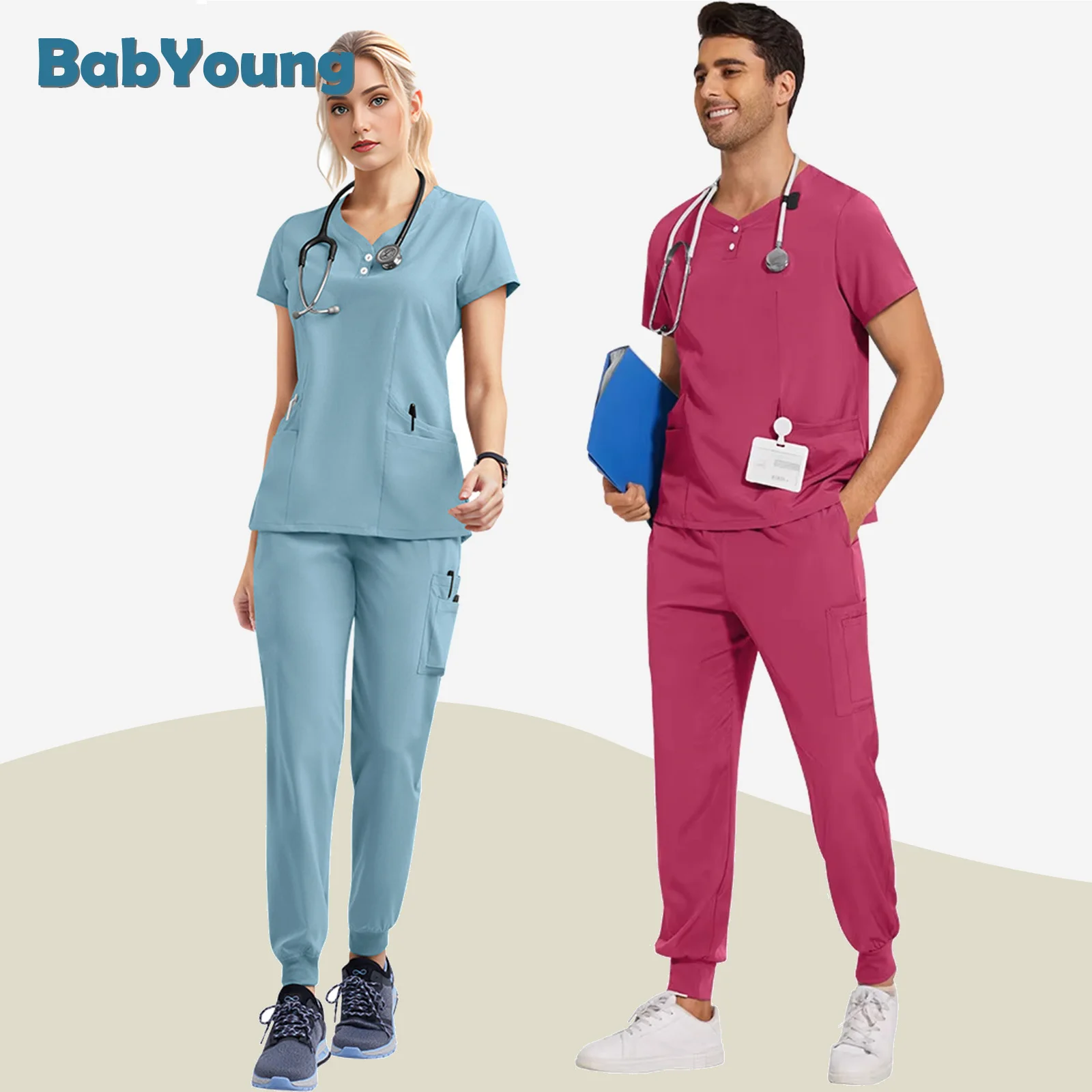 Unisex Frosted Suit, Uniform, Female Jogger, Hospital, Medical, Surgical, Pharmacy, Beauty