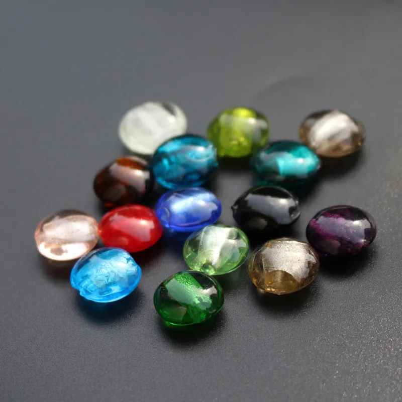 10Pcs 15.5mm 20mm Lampwork glass beads Round Flat Foiled Multi-Color for jewelry Bracelet Necklace Earring &DIY Craft Fashion