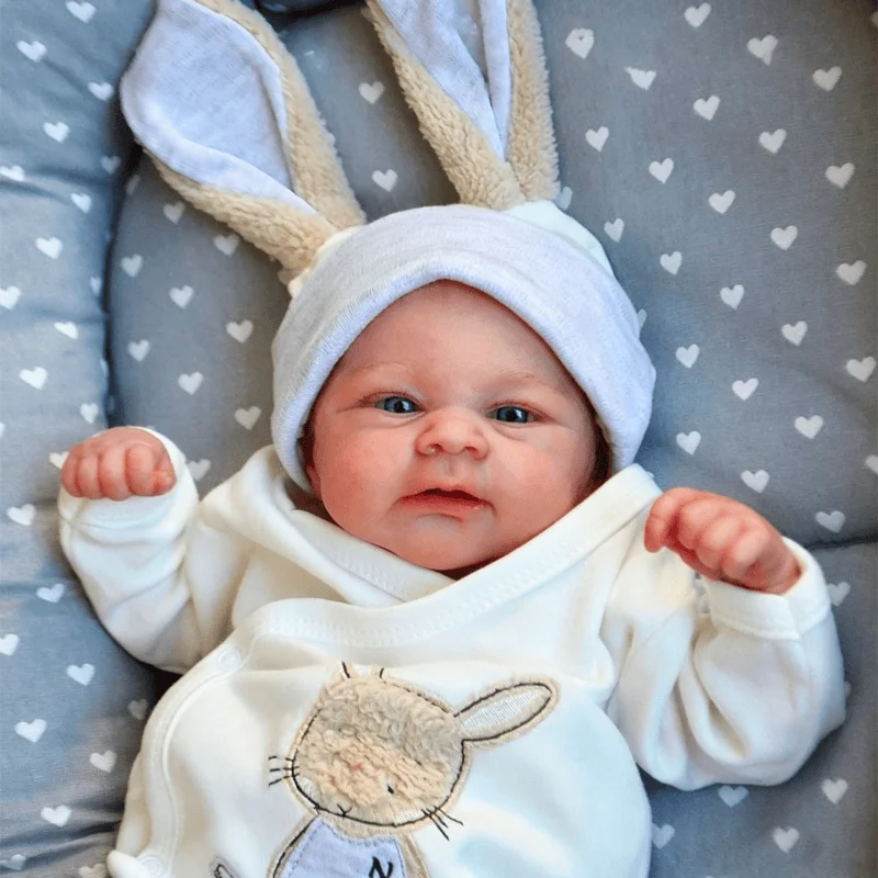 NPK 19inch Elijah Newborn Baby Already Painted Finished Doll Awake Reborn Baby Size 3D Skin Visible Veins Collectible Art Doll