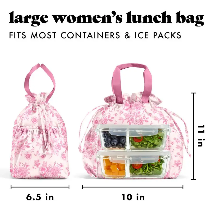 

Cromwell Drawstring Lunch Bag for Women, Complete Lunch Set with 2 Containers, StainResistant, LeakResistant, Back to School Ess