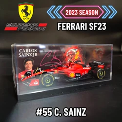 Bburago 1:43 F1 2023 Scuderia Ferrari SF23 Car Model Leclerc Sainz Signature Showcase Formula 1 Toy Miniature Replica Xmas Gift