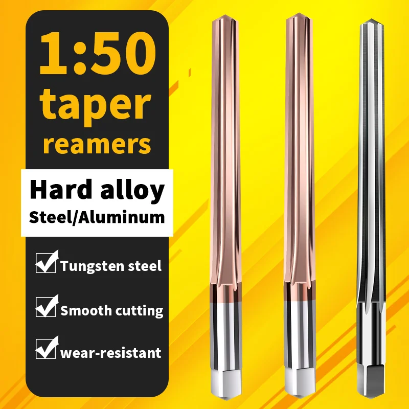 1: 50 tungsten steel reamer, integral hard alloy conical machine reamer tool, reamer 1:50