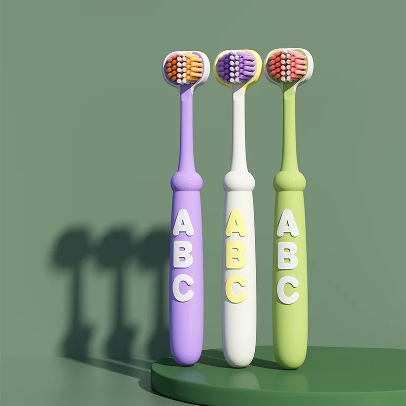 2Pcs Ultra Fine Three - Sided Kid Toothbrush | ABC Pattern, Soft Bristle for 3 - 12Y Children