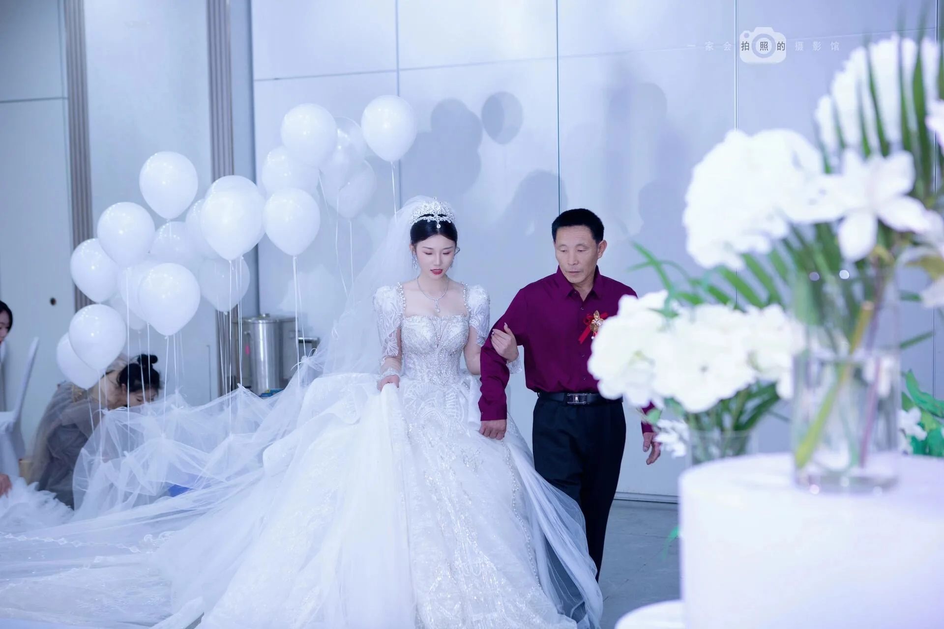 Wedding Bridal Veil Double Layer Flying Balloons Tulle Ribbon For Marriage Ceremony Bachelorette Party Best Seller Dress