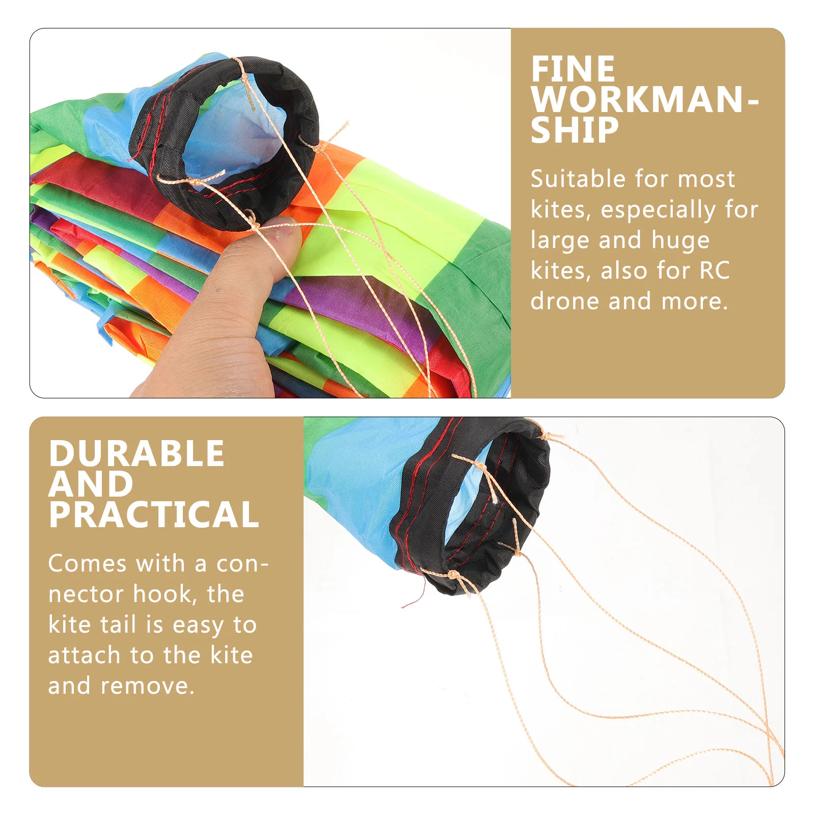 

Colorful Fiber Cloth Kite Tail Long Tail Connector Hook Durable Practical Kite Accessory Outdoor Flying Game Streamer