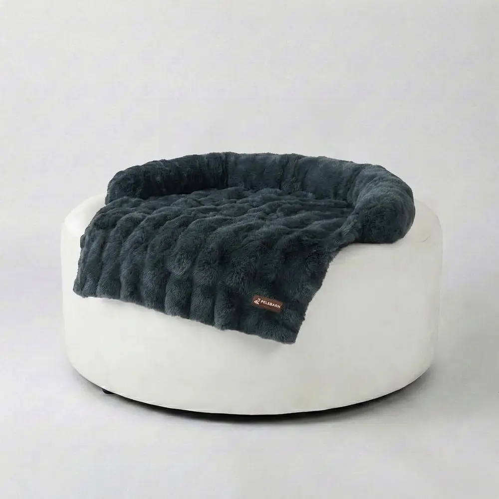 

Luxurious Gray Sofa-Style Dog Bed with Non-Slip Base and Removable Cover, Small, 28x28 inches