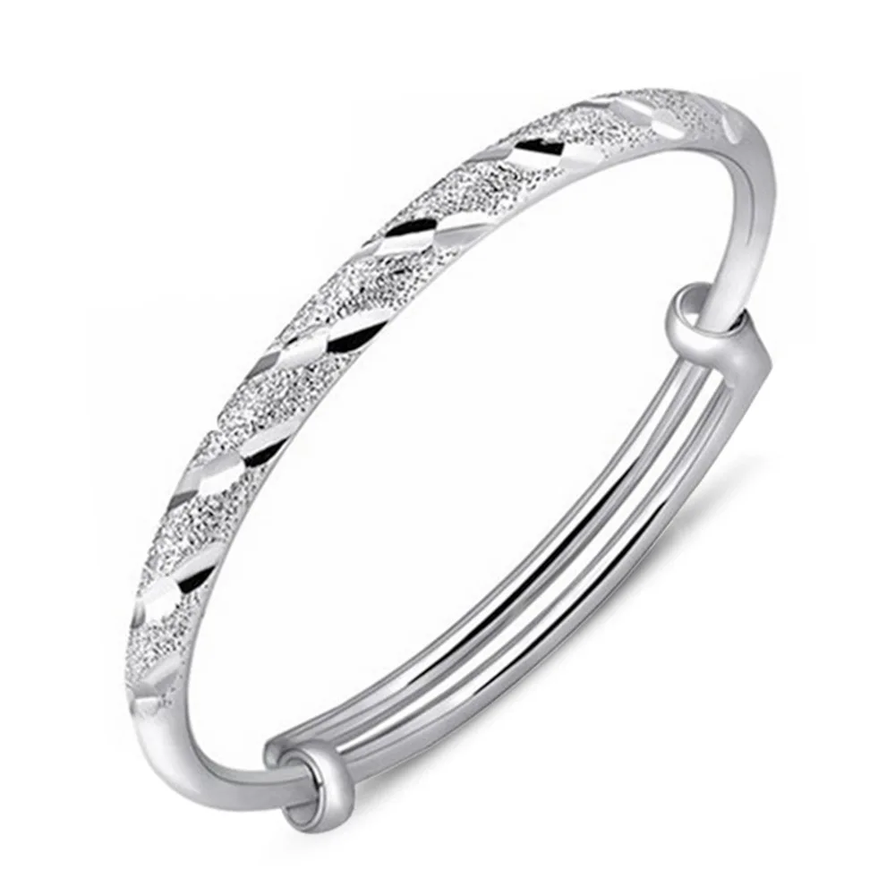 Hot Sale Fashion 925 Sterling Silver Round Bracelet Bangles Trendy Simple Big Bangle for Women Jewelry Gift