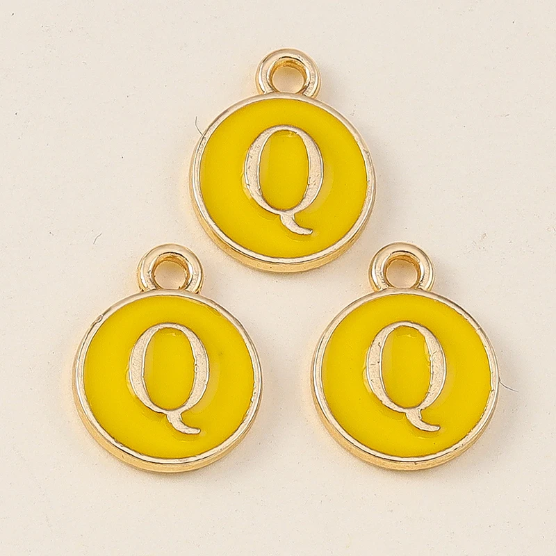 20 Stück 11x14mm Niedliche Gelbe Emaille-Alphabet-Anhänger mit 26 Buchstaben A-Z für Schmuckherstellung, DIY-Halsketten, Ohrringe und Accessoires ﻿ – Detail 19