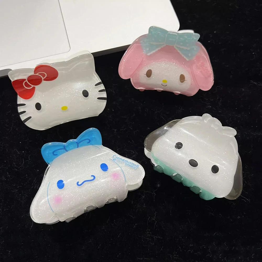 Cute 8 CM Sanrio Cartoon Hello Kitty Hairpins Women Kawaii Kuromi Hair Claws Girl Cinnamoroll Hair Clips Kids Birthday Xmas Gift