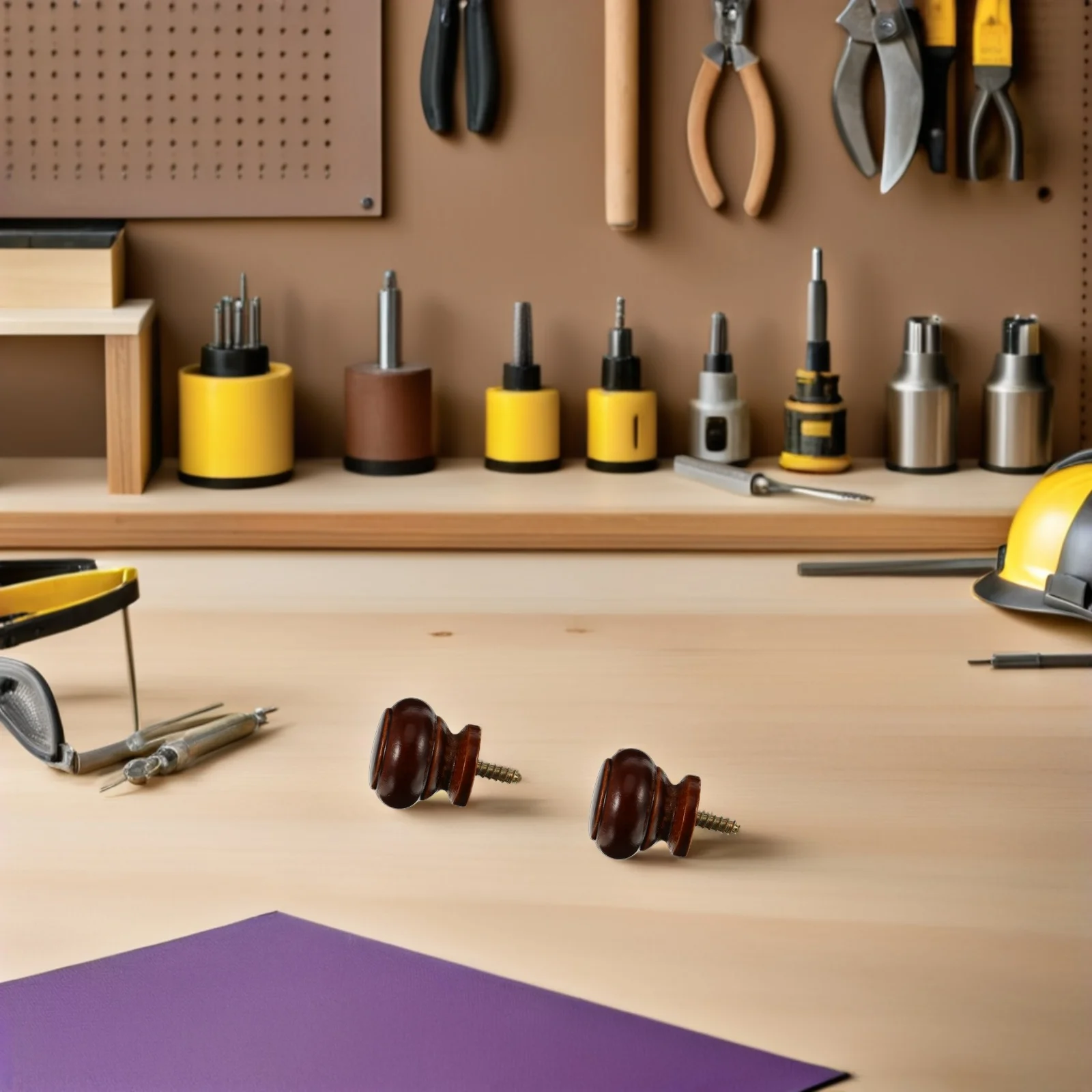 

10Pcs Solid Wood Pull Handle Round 2.8cm Self-Tapping Single Hole Drawer Knob for Cabinets Wardrobes Dressers Furniture Hardware