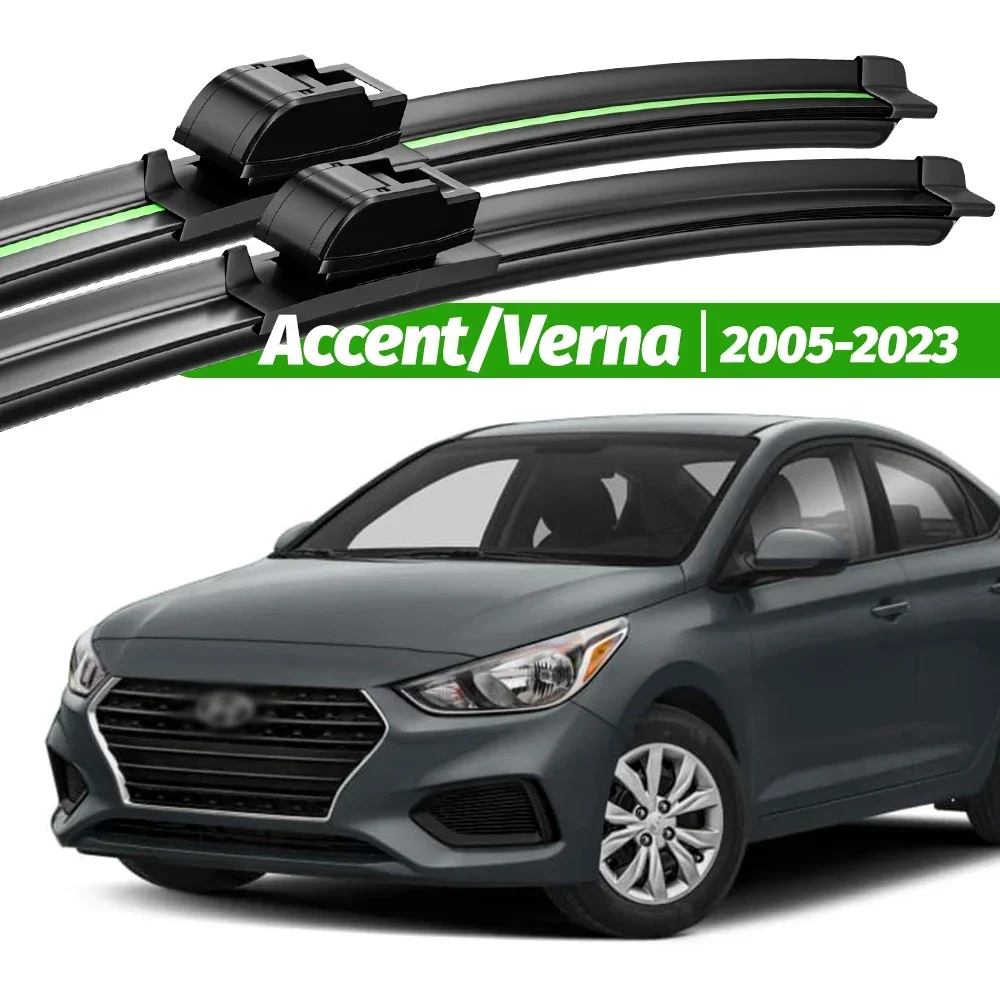 

For Hyundai Accent Verna 2005-2023 2pcs Front Windshield Wiper Blades 2010 2011 2015 2017 2020 Windscreen Window Accessories