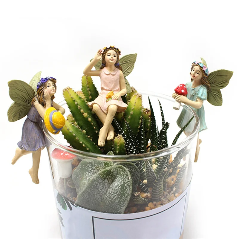 A15F-الجنية تمثال 5 قطعة الراتنج الجنية أرقام مع يطير الجناح مصغرة الجنية حديقة التماثيل جميل الجنية تمثال للمناظر الطبيعية #2