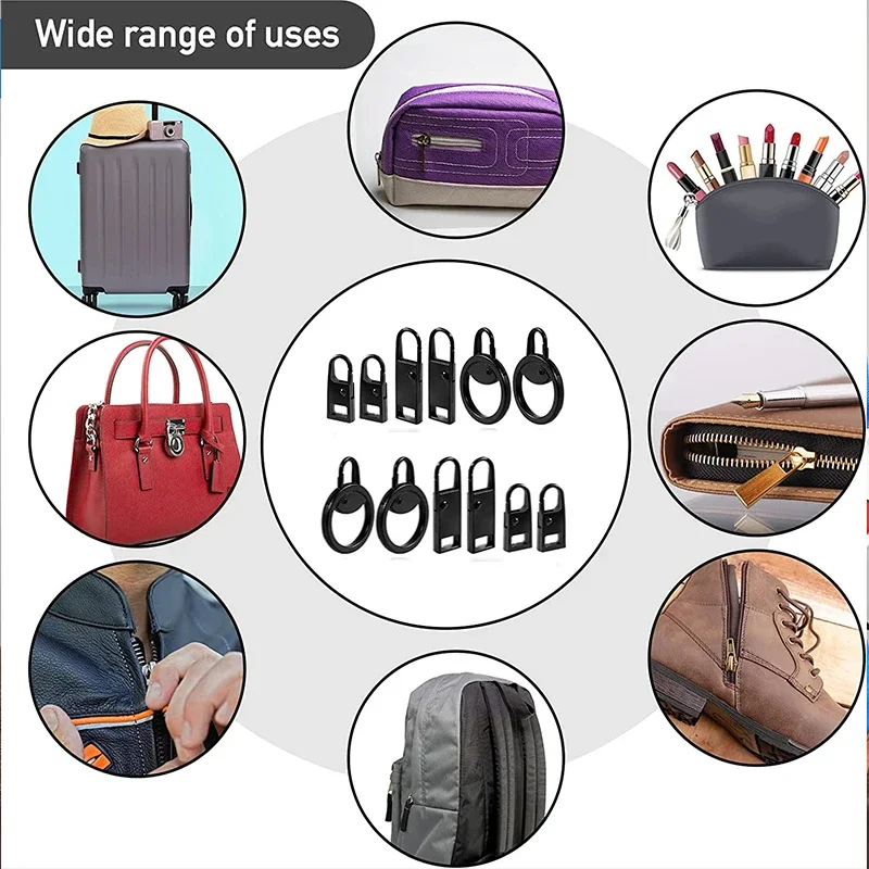 Estrattore per cursore per cerniera in metallo da 5 pezzi Cerniera istantanea Kit di riparazione per cerniera istantanea universale per accessori per strumenti di cucito artigianali fai-da-te
