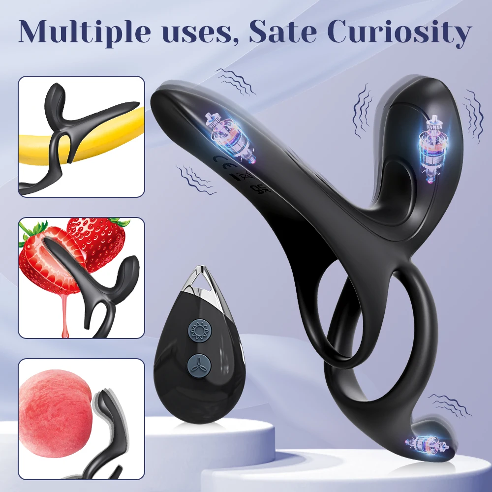 Vibrating Cock Ring for Men Penis Ring Ejaculation Delay Remote Control Clit Perineum Stimulation Adult Sex Toy for Couples