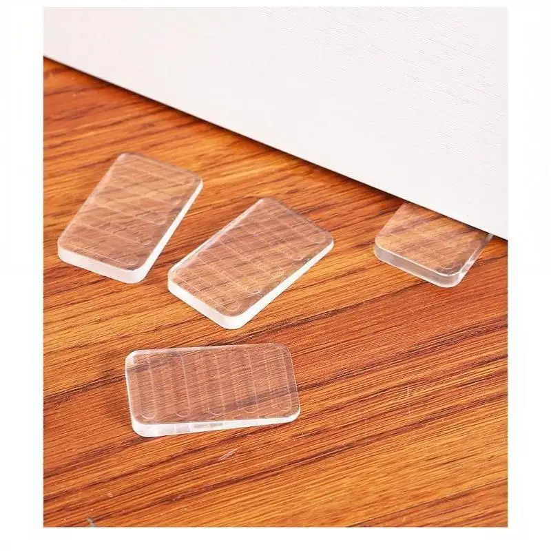 4PCS Transparent Rubber Wedge Shims - Plastic Furniture Levelers For Uneven Surfaces, Matte Finish, Cuttable Hard Table Pads